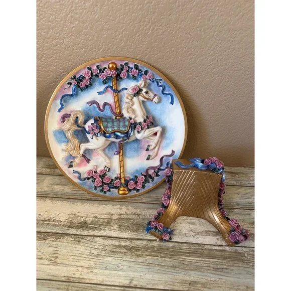 San Francisco Music Box Co Horse Carousel Plate Music Box w/Stand NEW Rare/HTF - Picture 15 of 17